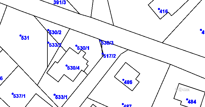 Parcela st. 517/2 v KÚ Zruč nad Sázavou, Katastrální mapa