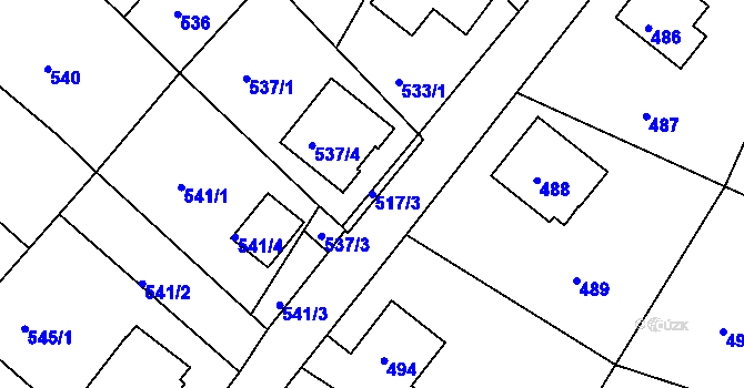Parcela st. 517/3 v KÚ Zruč nad Sázavou, Katastrální mapa