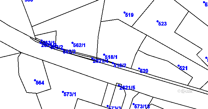 Parcela st. 518/1 v KÚ Zruč nad Sázavou, Katastrální mapa