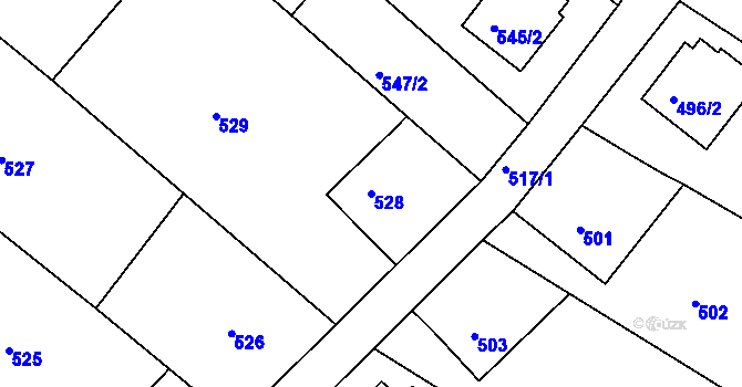 Parcela st. 528 v KÚ Zruč nad Sázavou, Katastrální mapa