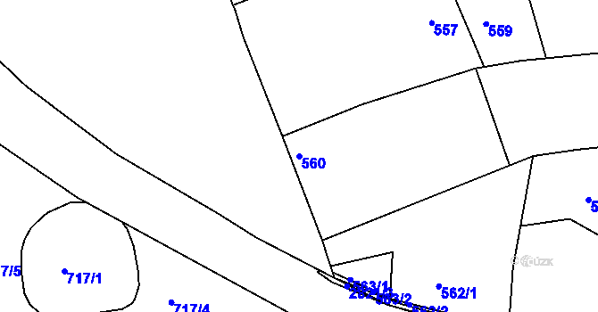 Parcela st. 560 v KÚ Zruč nad Sázavou, Katastrální mapa