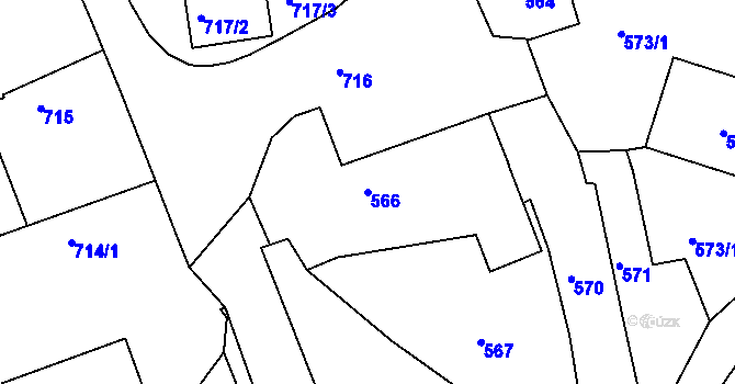 Parcela st. 566 v KÚ Zruč nad Sázavou, Katastrální mapa