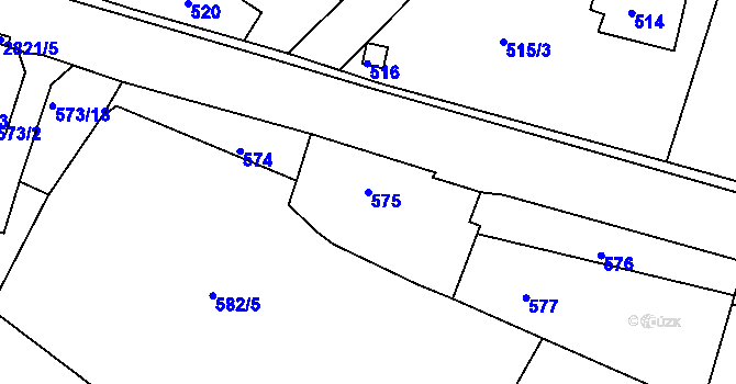 Parcela st. 575 v KÚ Zruč nad Sázavou, Katastrální mapa
