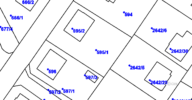Parcela st. 595/1 v KÚ Zruč nad Sázavou, Katastrální mapa