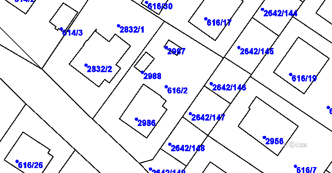 Parcela st. 616/2 v KÚ Zruč nad Sázavou, Katastrální mapa