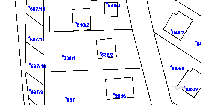 Parcela st. 638/2 v KÚ Zruč nad Sázavou, Katastrální mapa