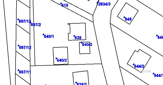 Parcela st. 640/3 v KÚ Zruč nad Sázavou, Katastrální mapa