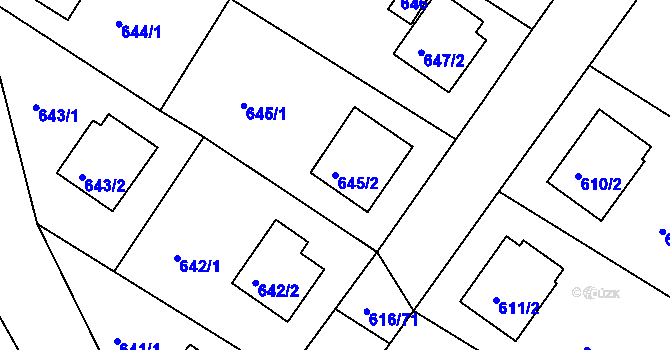 Parcela st. 645/2 v KÚ Zruč nad Sázavou, Katastrální mapa