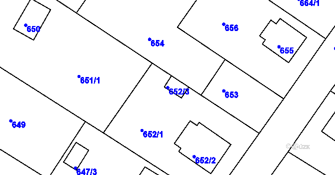 Parcela st. 652/3 v KÚ Zruč nad Sázavou, Katastrální mapa