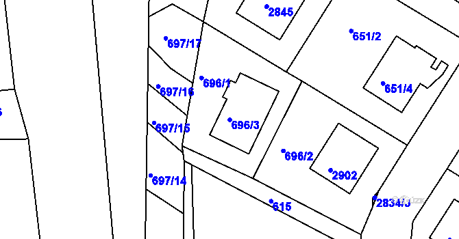 Parcela st. 696/3 v KÚ Zruč nad Sázavou, Katastrální mapa
