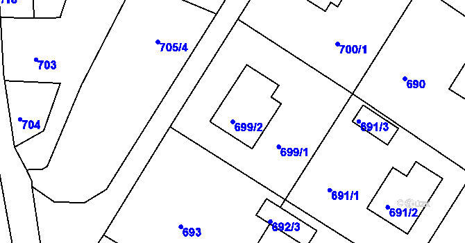 Parcela st. 699/2 v KÚ Zruč nad Sázavou, Katastrální mapa