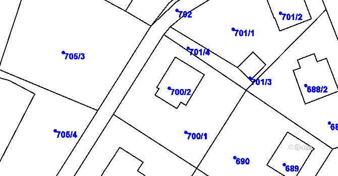 Parcela st. 700/2 v KÚ Zruč nad Sázavou, Katastrální mapa