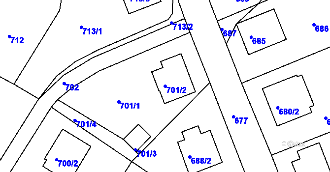 Parcela st. 701/2 v KÚ Zruč nad Sázavou, Katastrální mapa