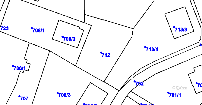 Parcela st. 712 v KÚ Zruč nad Sázavou, Katastrální mapa