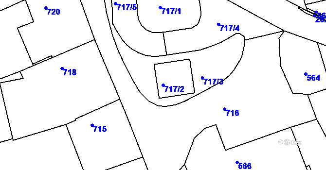 Parcela st. 717/2 v KÚ Zruč nad Sázavou, Katastrální mapa
