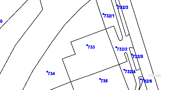 Parcela st. 733 v KÚ Zruč nad Sázavou, Katastrální mapa