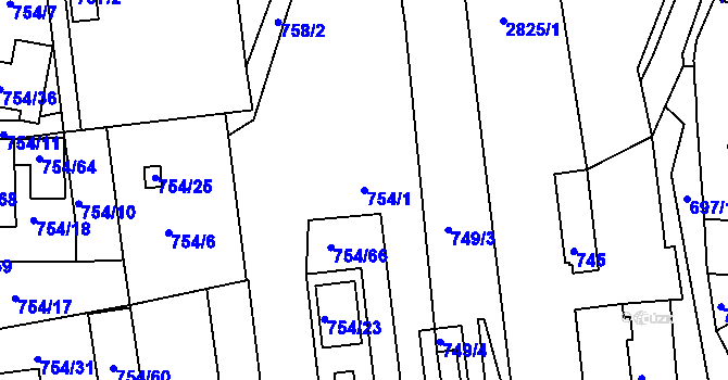 Parcela st. 754/1 v KÚ Zruč nad Sázavou, Katastrální mapa