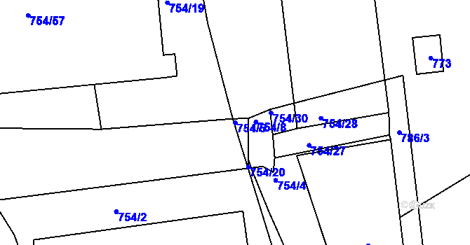 Parcela st. 754/5 v KÚ Zruč nad Sázavou, Katastrální mapa