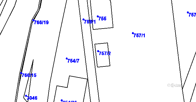 Parcela st. 757/2 v KÚ Zruč nad Sázavou, Katastrální mapa