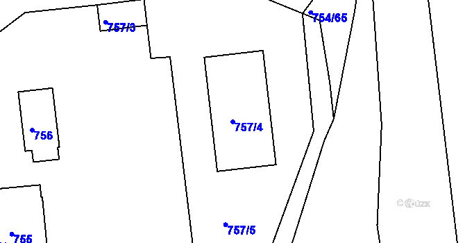 Parcela st. 757/4 v KÚ Zruč nad Sázavou, Katastrální mapa