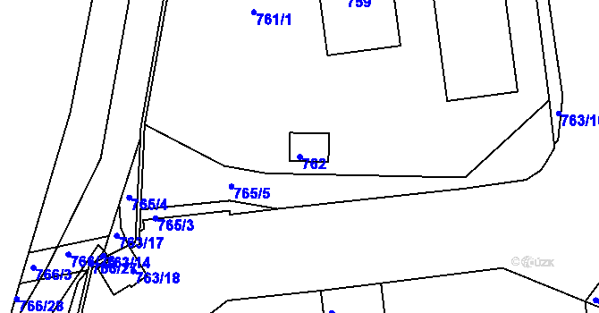 Parcela st. 762 v KÚ Zruč nad Sázavou, Katastrální mapa