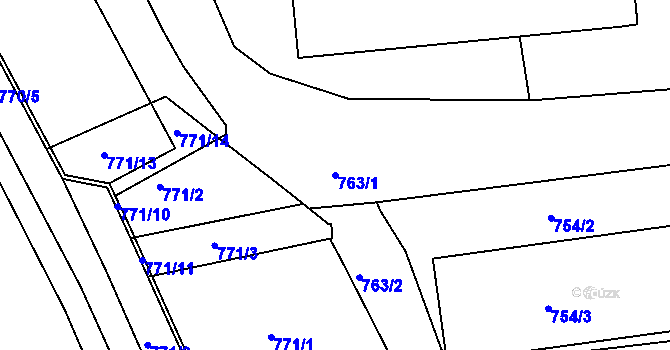 Parcela st. 763/1 v KÚ Zruč nad Sázavou, Katastrální mapa