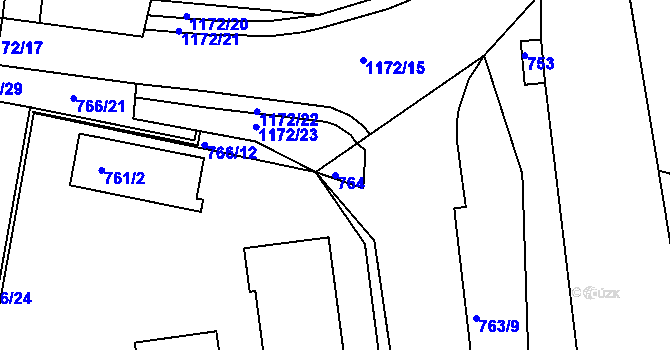 Parcela st. 764 v KÚ Zruč nad Sázavou, Katastrální mapa