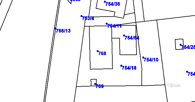 Parcela st. 768 v KÚ Zruč nad Sázavou, Katastrální mapa