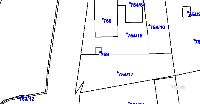 Parcela st. 769 v KÚ Zruč nad Sázavou, Katastrální mapa