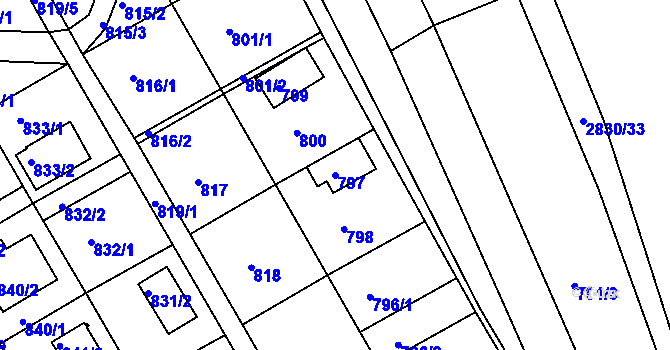 Parcela st. 797 v KÚ Zruč nad Sázavou, Katastrální mapa