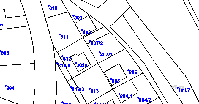 Parcela st. 807/1 v KÚ Zruč nad Sázavou, Katastrální mapa