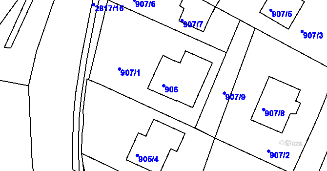 Parcela st. 906 v KÚ Zruč nad Sázavou, Katastrální mapa