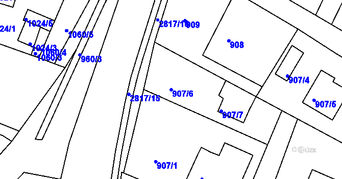 Parcela st. 907/6 v KÚ Zruč nad Sázavou, Katastrální mapa