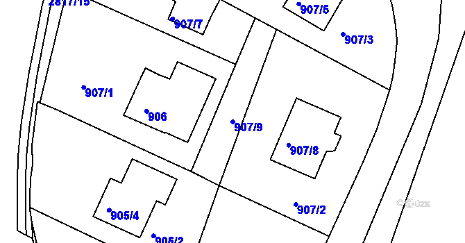 Parcela st. 907/9 v KÚ Zruč nad Sázavou, Katastrální mapa