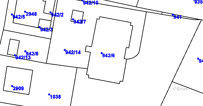 Parcela st. 942/6 v KÚ Zruč nad Sázavou, Katastrální mapa