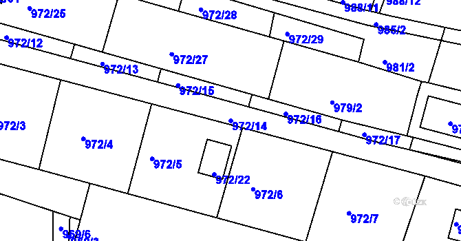 Parcela st. 972/14 v KÚ Zruč nad Sázavou, Katastrální mapa