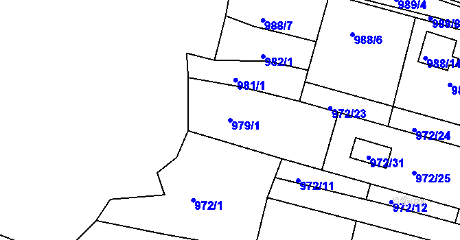 Parcela st. 979/1 v KÚ Zruč nad Sázavou, Katastrální mapa