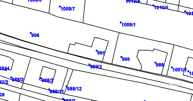 Parcela st. 995 v KÚ Zruč nad Sázavou, Katastrální mapa