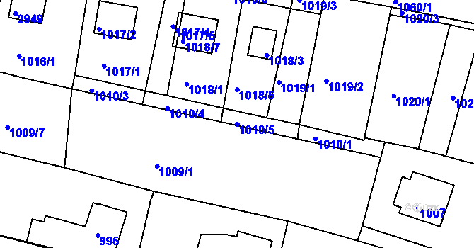 Parcela st. 1010/5 v KÚ Zruč nad Sázavou, Katastrální mapa