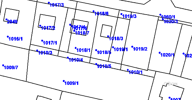Parcela st. 1018/5 v KÚ Zruč nad Sázavou, Katastrální mapa