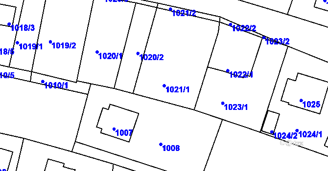 Parcela st. 1021/1 v KÚ Zruč nad Sázavou, Katastrální mapa