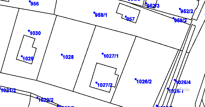 Parcela st. 1027/1 v KÚ Zruč nad Sázavou, Katastrální mapa