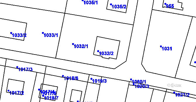 Parcela st. 1032/2 v KÚ Zruč nad Sázavou, Katastrální mapa