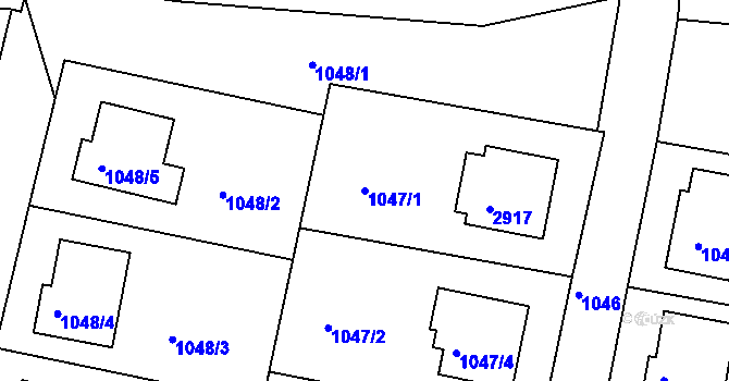 Parcela st. 1047/1 v KÚ Zruč nad Sázavou, Katastrální mapa