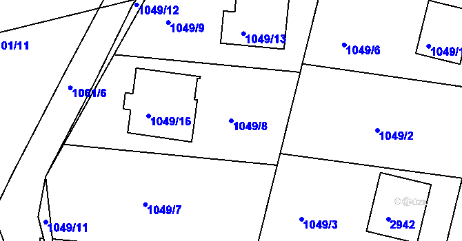 Parcela st. 1049/8 v KÚ Zruč nad Sázavou, Katastrální mapa