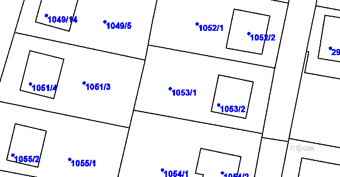 Parcela st. 1053/1 v KÚ Zruč nad Sázavou, Katastrální mapa