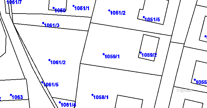 Parcela st. 1059/1 v KÚ Zruč nad Sázavou, Katastrální mapa