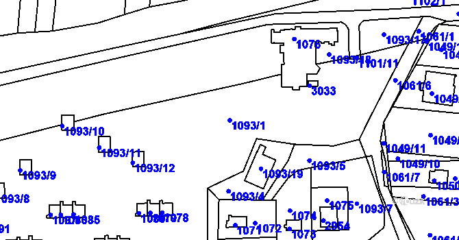 Parcela st. 1093/1 v KÚ Zruč nad Sázavou, Katastrální mapa