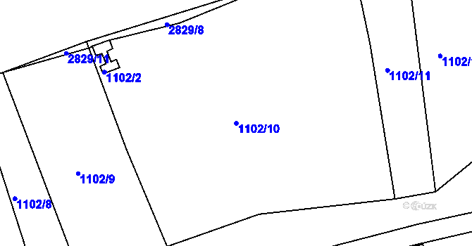Parcela st. 1102/10 v KÚ Zruč nad Sázavou, Katastrální mapa