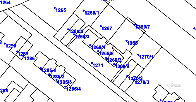 Parcela st. 1269/2 v KÚ Zruč nad Sázavou, Katastrální mapa